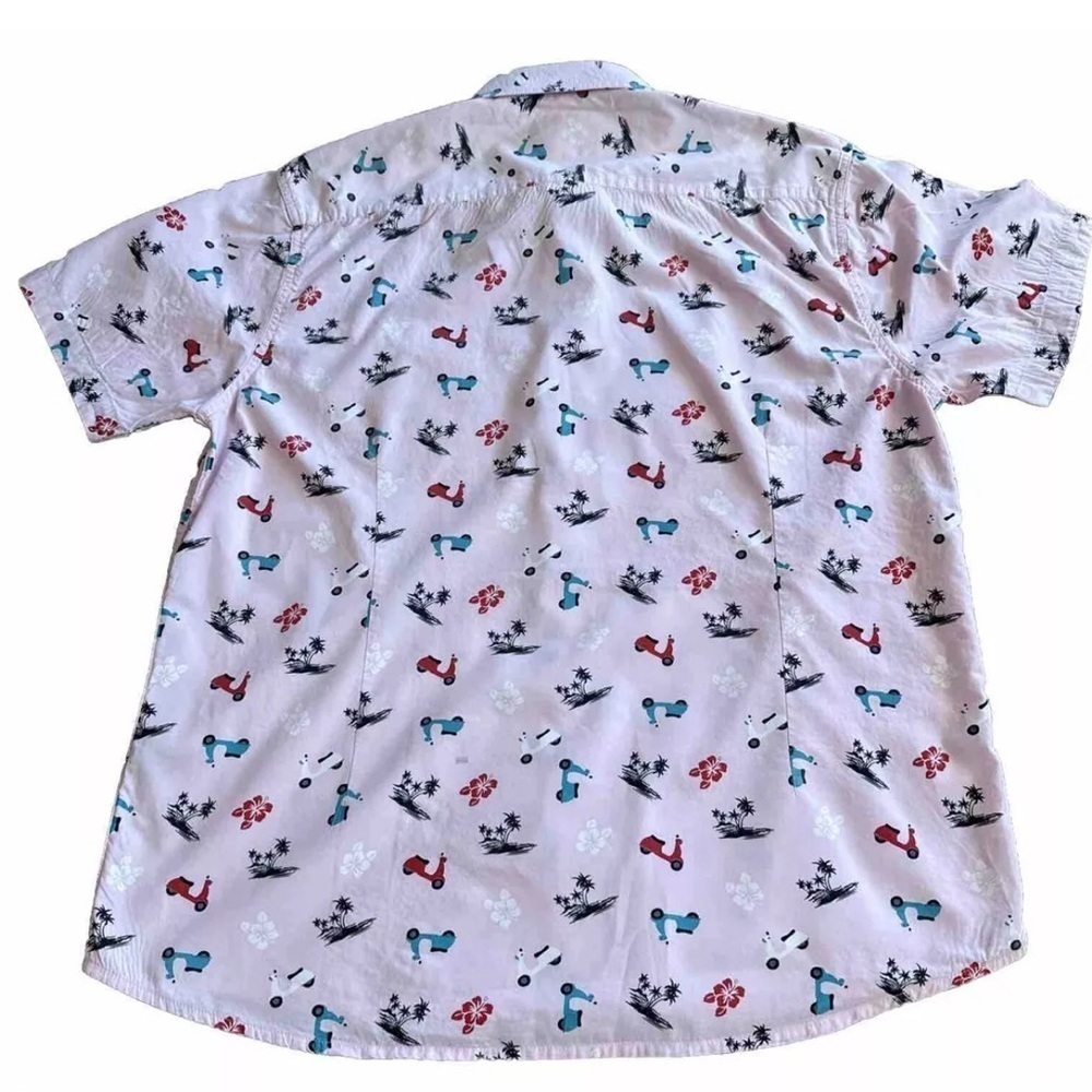 Artistry in Motion Mens Slim Fit Scooters Islands Print Button Down Shirt XL - Picture 2 of 5